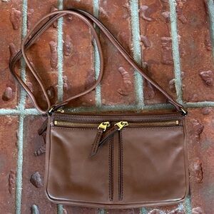 Fossil Brown Leather Crossbody Bag